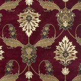 7' Octagon Red Floral Vines Indoor Area Rug - Homeroots - Flyclothing LLC