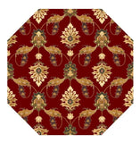 7' Octagon Red Floral Vines Indoor Area Rug - Homeroots