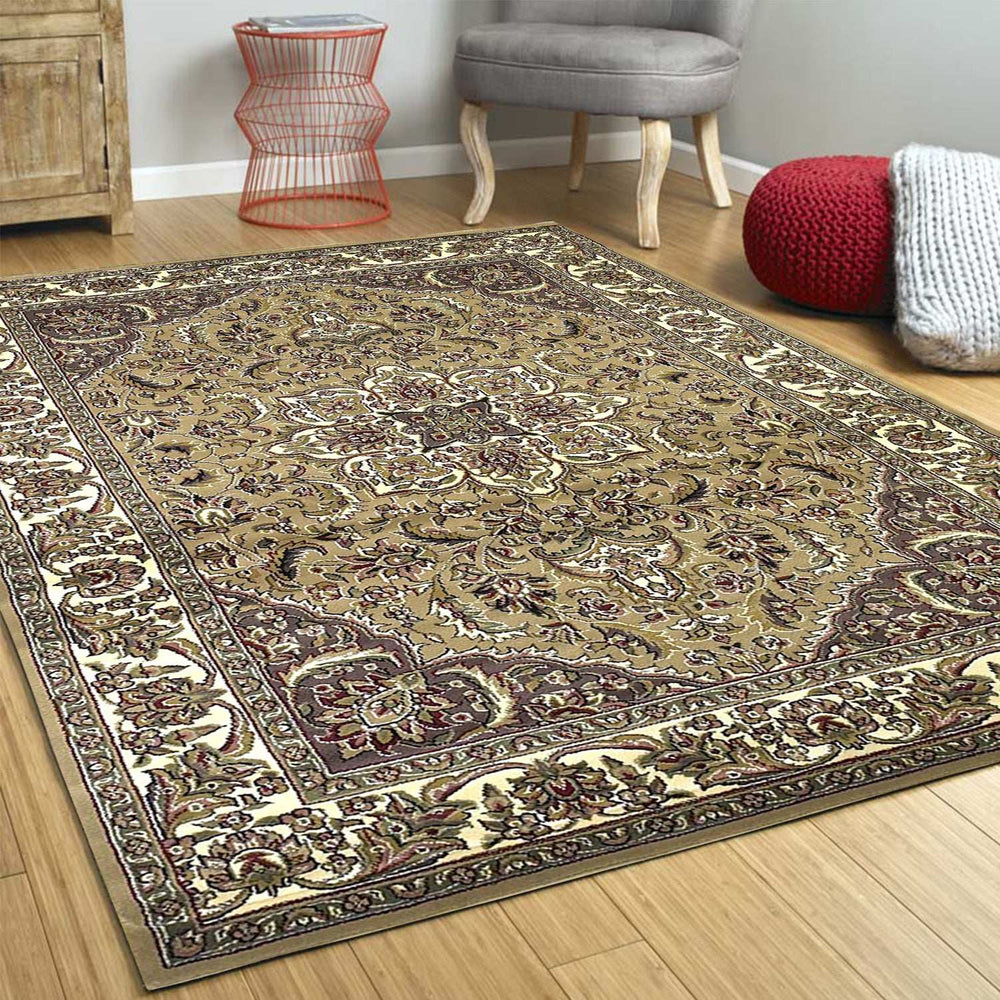 Beige And Ivory Octagon Medallion Area Rug - Homeroots - Flyclothing LLC