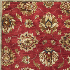 5' Round Red Floral Vine Wool Indoor Area Rug - Homeroots