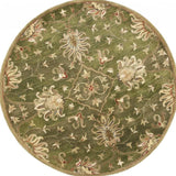 5' Round Emerald Green Floral Vine Wool Indoor Area Rug - Homeroots - Flyclothing LLC