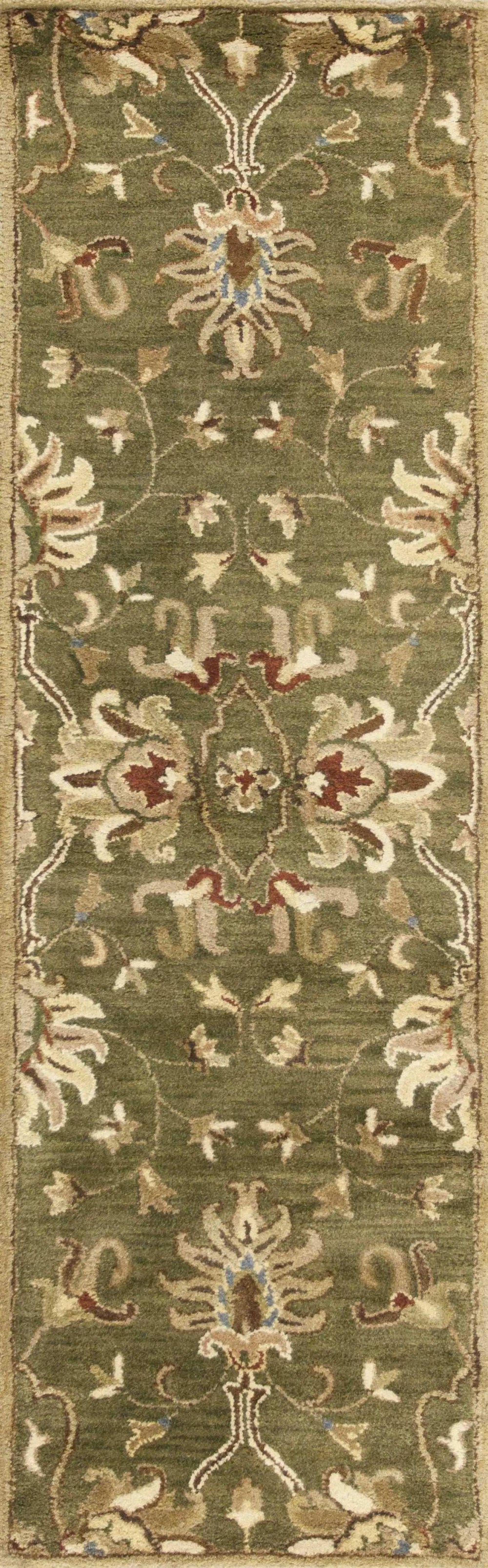 5' Round Emerald Green Floral Vine Wool Indoor Area Rug - Homeroots - Flyclothing LLC