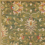 5' Round Emerald Green Floral Vine Wool Indoor Area Rug - Homeroots - Flyclothing LLC