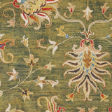 5' Round Emerald Green Floral Vine Wool Indoor Area Rug - Homeroots - Flyclothing LLC