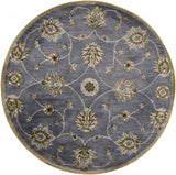 6' Midnight Blue Hand Tufted Traditional Round Indoor Area Rug - Homeroots