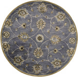 6' Midnight Blue Hand Tufted Traditional Round Indoor Area Rug - Homeroots