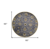 6' Midnight Blue Hand Tufted Traditional Round Indoor Area Rug - Homeroots - Flyclothing LLC