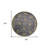 6' Midnight Blue Hand Tufted Traditional Round Indoor Area Rug - Homeroots