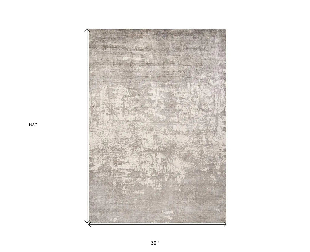 3' X 5' Beige Abstract Hand Loomed Area Rug - Homeroots - Flyclothing LLC