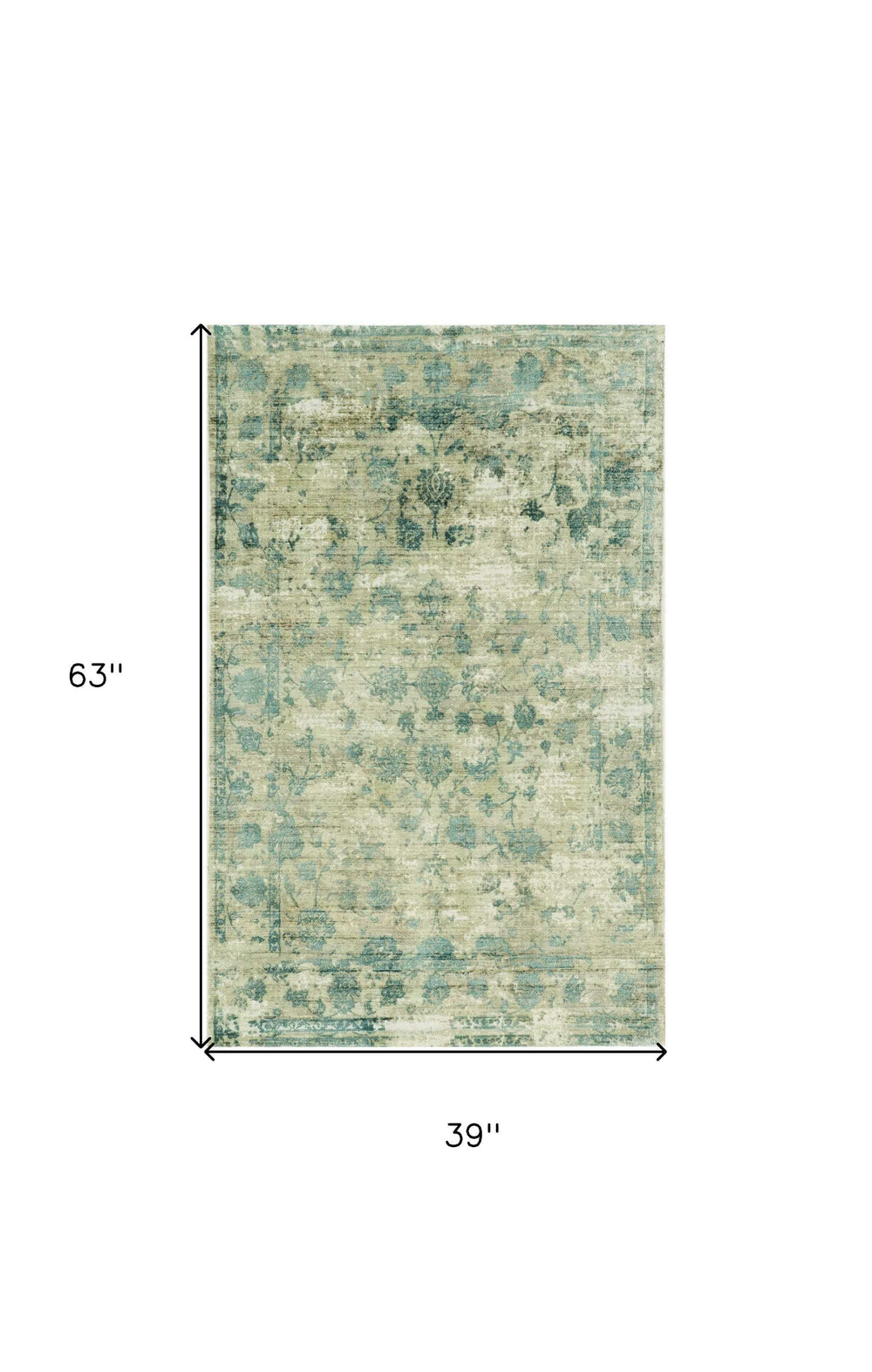 3' X 5' Beige and Blue Floral Area Rug - Homeroots - Flyclothing LLC