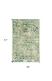 3' X 5' Beige and Blue Floral Area Rug - Homeroots