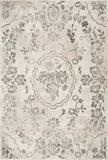 5' X 8' Grey Machine Woven Distressed Floral Medallion Indoor Area Rug - Homeroots