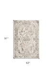 5' X 8' Grey Machine Woven Distressed Floral Medallion Indoor Area Rug - Homeroots