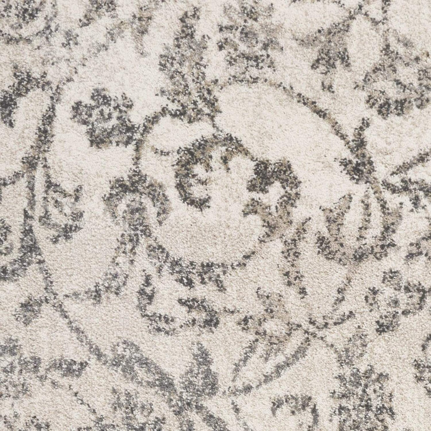 5' X 8' Ivory Machine Woven Distressed Traditional Floral Vines Indoor Area Rugg - Homeroots - Flyclothing LLC