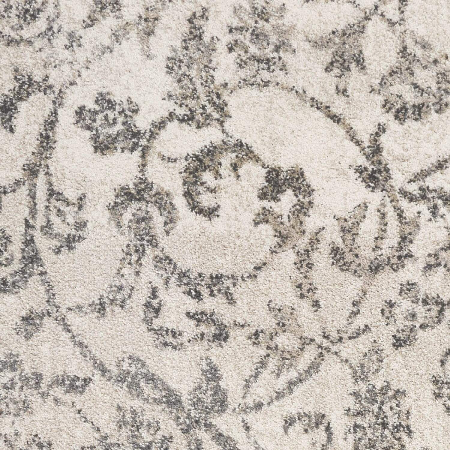 5' X 8' Ivory Machine Woven Distressed Traditional Floral Vines Indoor Area Rugg - Homeroots - Flyclothing LLC