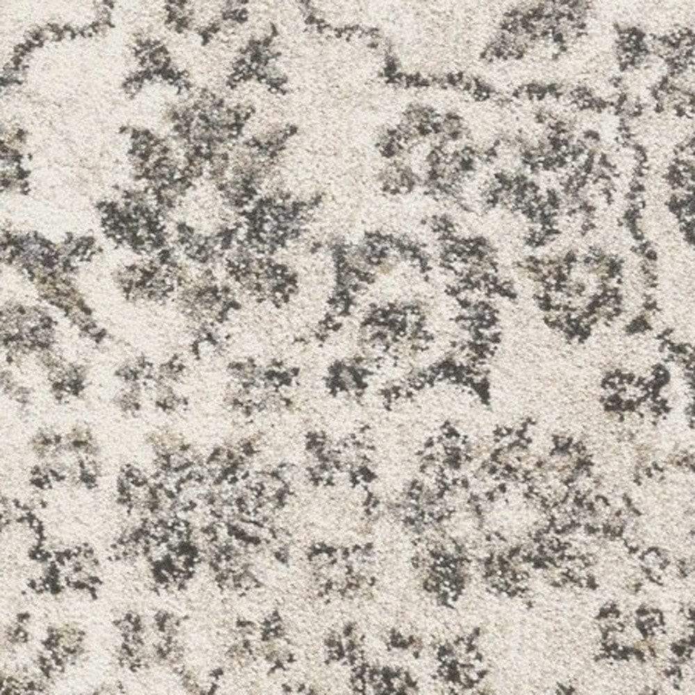 5' X 8' Ivory Machine Woven Distressed Traditional Floral Vines Indoor Area Rugg - Homeroots - Flyclothing LLC