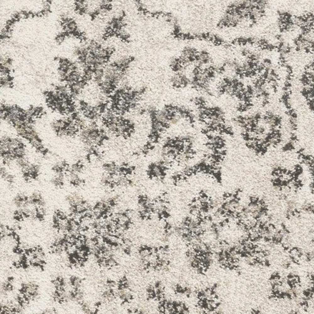 5' X 8' Ivory Machine Woven Distressed Traditional Floral Vines Indoor Area Rugg - Homeroots - Flyclothing LLC