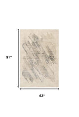 5' X 8' Ivory Grey Machine Woven Abstract Brushstrokes Indoor Area Rug - Homeroots - Flyclothing LLC
