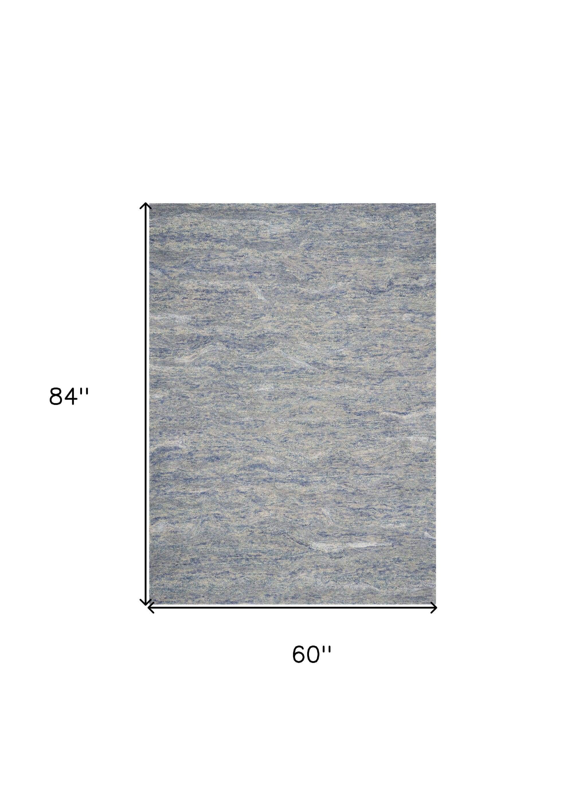 5' X 7' Ocean Blue Hand Tufted Abstract Indoor Area Rug - Homeroots - Flyclothing LLC