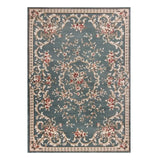 8' X 10' Slate Blue Floral Bordered Indoor Area Rug - Homeroots