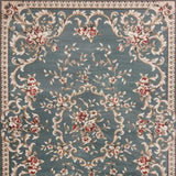 8' X 10' Slate Blue Floral Bordered Indoor Area Rug - Homeroots - Flyclothing LLC