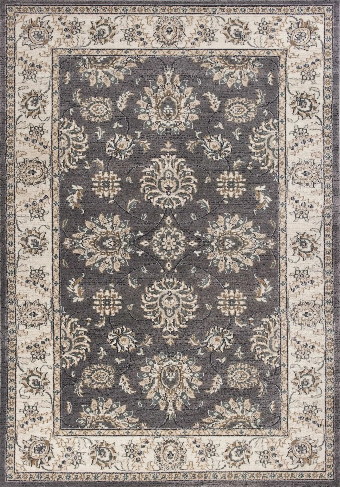 8' X 10' Grey Ivory Floral Indoor Area Rug - Homeroots - Flyclothing LLC