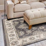 8' X 10' Grey Ivory Floral Indoor Area Rug - Homeroots - Flyclothing LLC