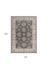 8' X 10' Grey Ivory Floral Indoor Area Rug - Homeroots - Flyclothing LLC