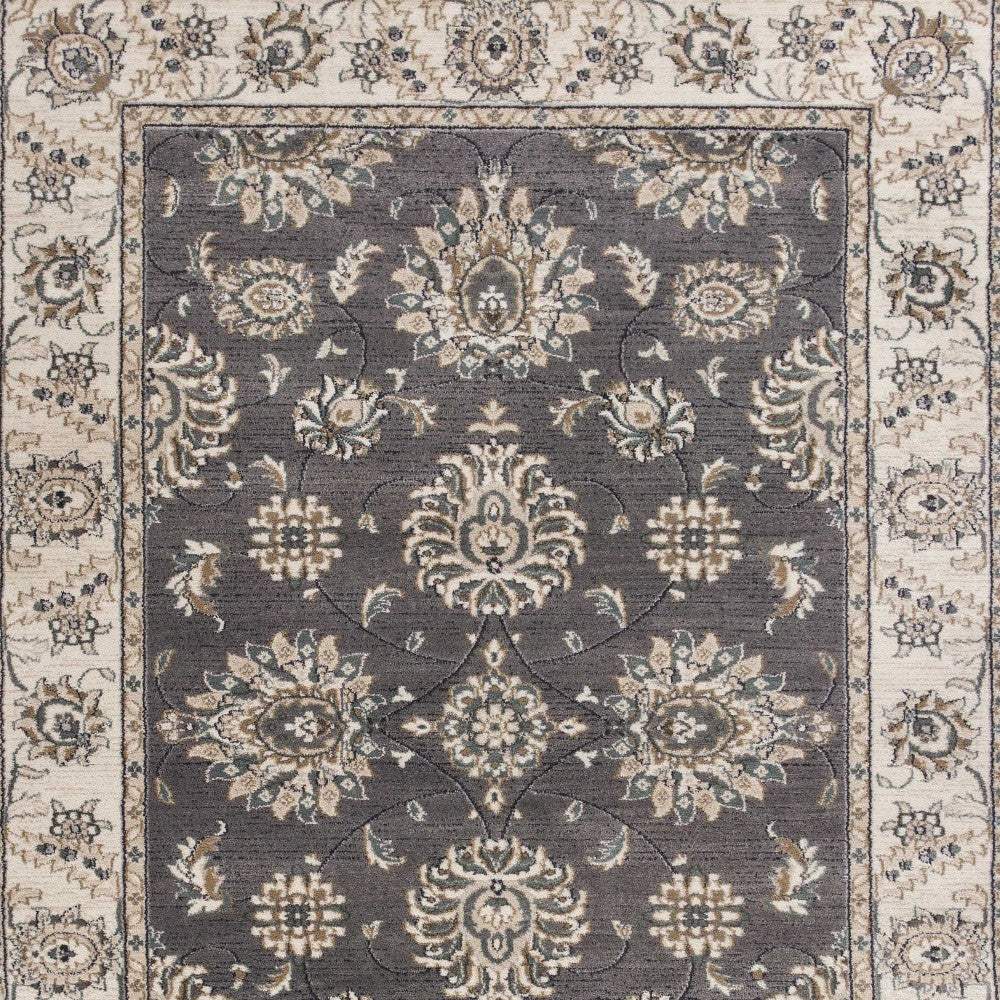 8' X 10' Grey Ivory Floral Indoor Area Rug - Homeroots - Flyclothing LLC