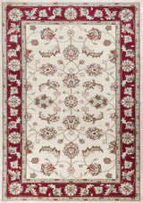 8' X 10' Ivory Or Red Floral Vine Bordered Indoor Area Rug - Homeroots - Flyclothing LLC