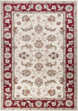 8' X 10' Ivory Or Red Floral Vine Bordered Indoor Area Rug - Homeroots
