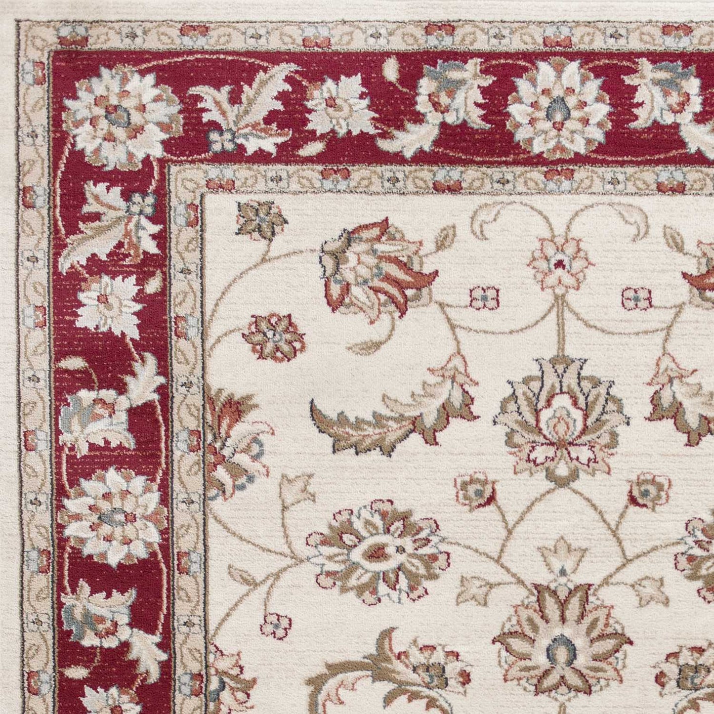 8' X 10' Ivory Or Red Floral Vine Bordered Indoor Area Rug - Homeroots - Flyclothing LLC