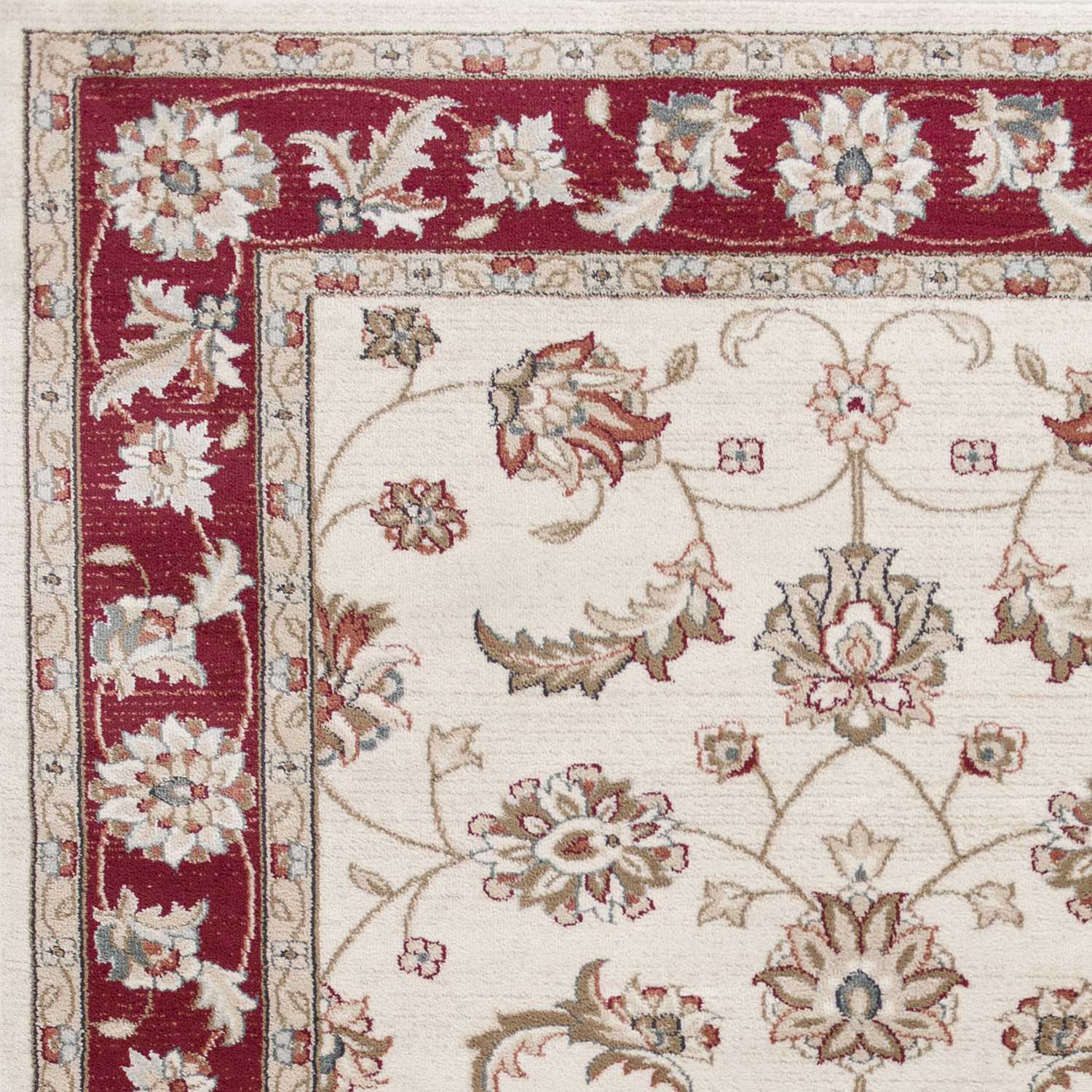 8' X 10' Ivory Or Red Floral Vine Bordered Indoor Area Rug - Homeroots - Flyclothing LLC