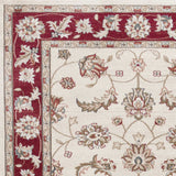 8' X 10' Ivory Or Red Floral Vine Bordered Indoor Area Rug - Homeroots
