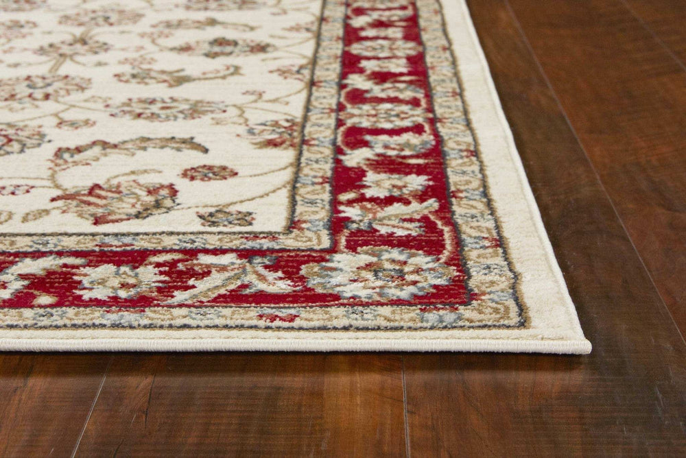 8' X 10' Ivory Or Red Floral Vine Bordered Indoor Area Rug - Homeroots - Flyclothing LLC
