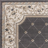 8' X 10' Grey Or Ivory Diamond Floral Bordered Indoor Area Rug - Homeroots - Flyclothing LLC