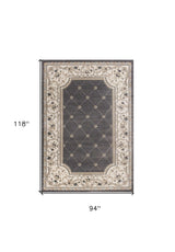 8' X 10' Grey Or Ivory Diamond Floral Bordered Indoor Area Rug - Homeroots - Flyclothing LLC
