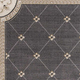 8' X 10' Grey Or Ivory Diamond Floral Bordered Indoor Area Rug - Homeroots - Flyclothing LLC