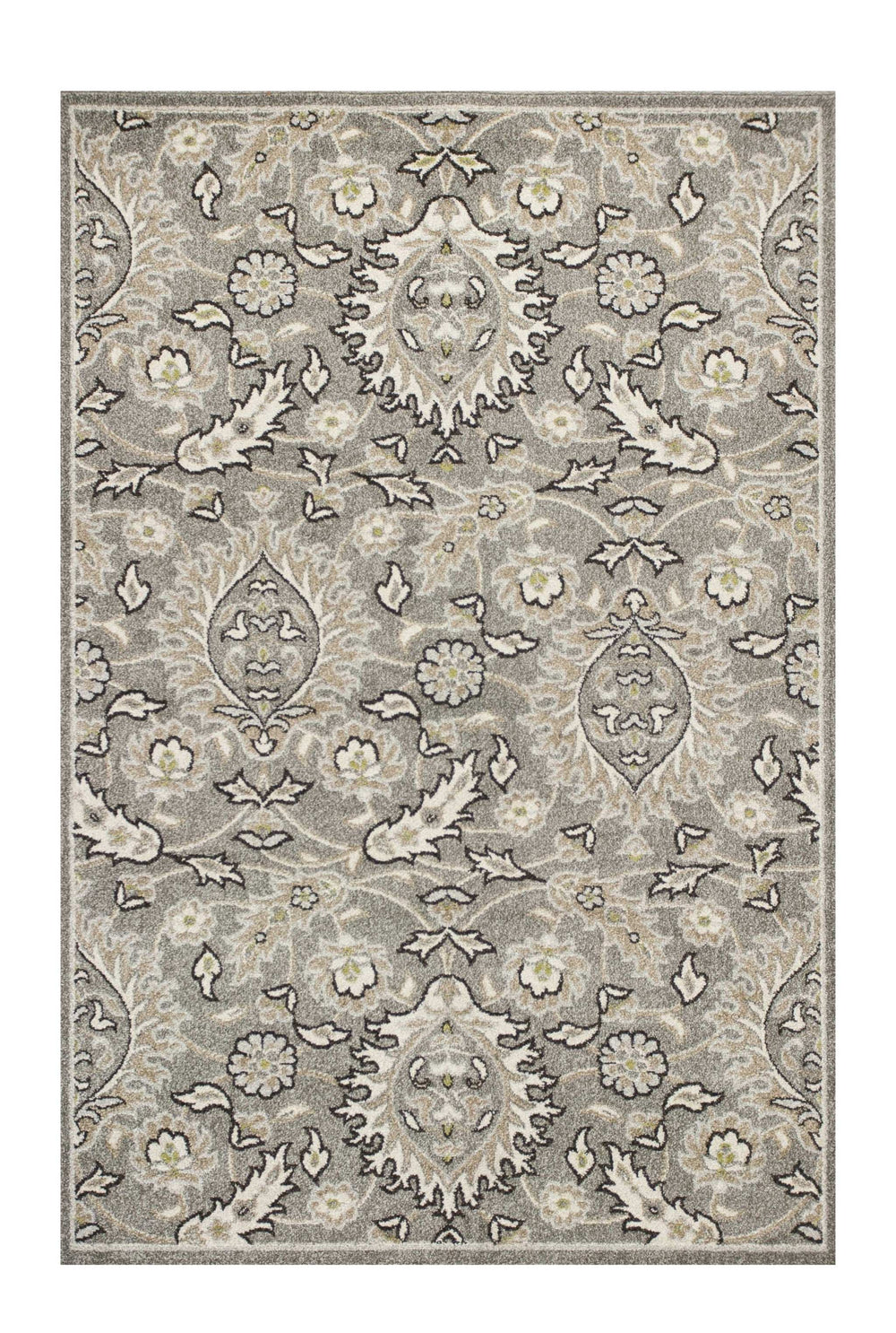 8' X 11' Gray Damask Indoor Outdoor Area Rug - Homeroots - Flyclothing LLC