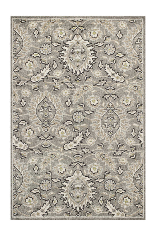 8' X 11' Gray Damask Indoor Outdoor Area Rug - Homeroots - Flyclothing LLC