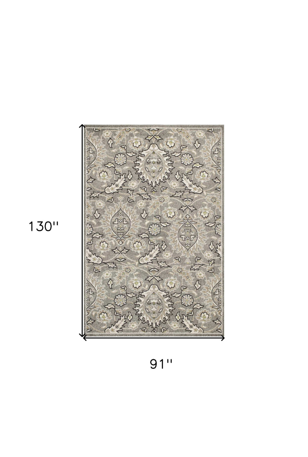 8' X 11' Gray Damask Indoor Outdoor Area Rug - Homeroots - Flyclothing LLC
