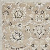 7' X 11' Beige Or Grey Floral Vines Uv Treated Indoor Area Rug - Homeroots
