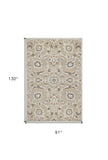 7' X 11' Beige Or Grey Floral Vines Uv Treated Indoor Area Rug - Homeroots