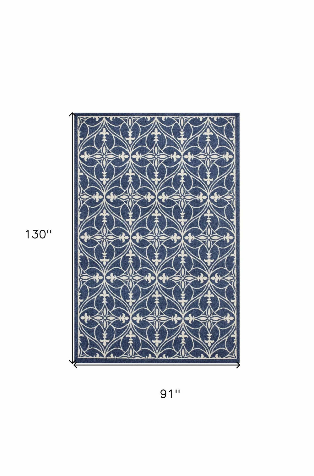 8' X 11' Denim Blue Moroccan Indoor Outdoor Area Rug - Homeroots - Flyclothing LLC