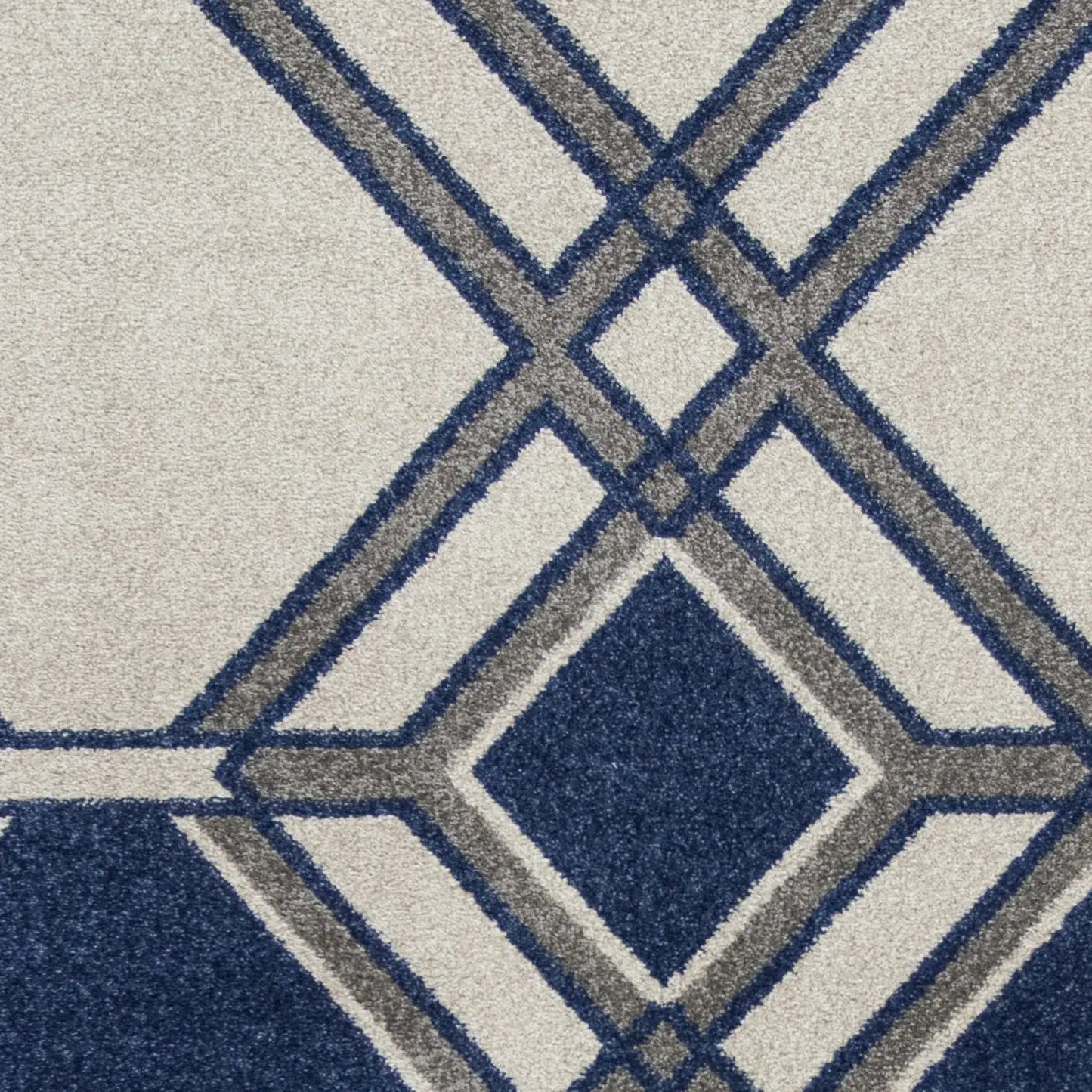 7' X 11' Ivory Or Denim Geometric Hexagon Uv Treated Indoor Area Rug - Homeroots - Flyclothing LLC