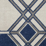 7' X 11' Ivory Or Denim Geometric Hexagon Uv Treated Indoor Area Rug - Homeroots - Flyclothing LLC