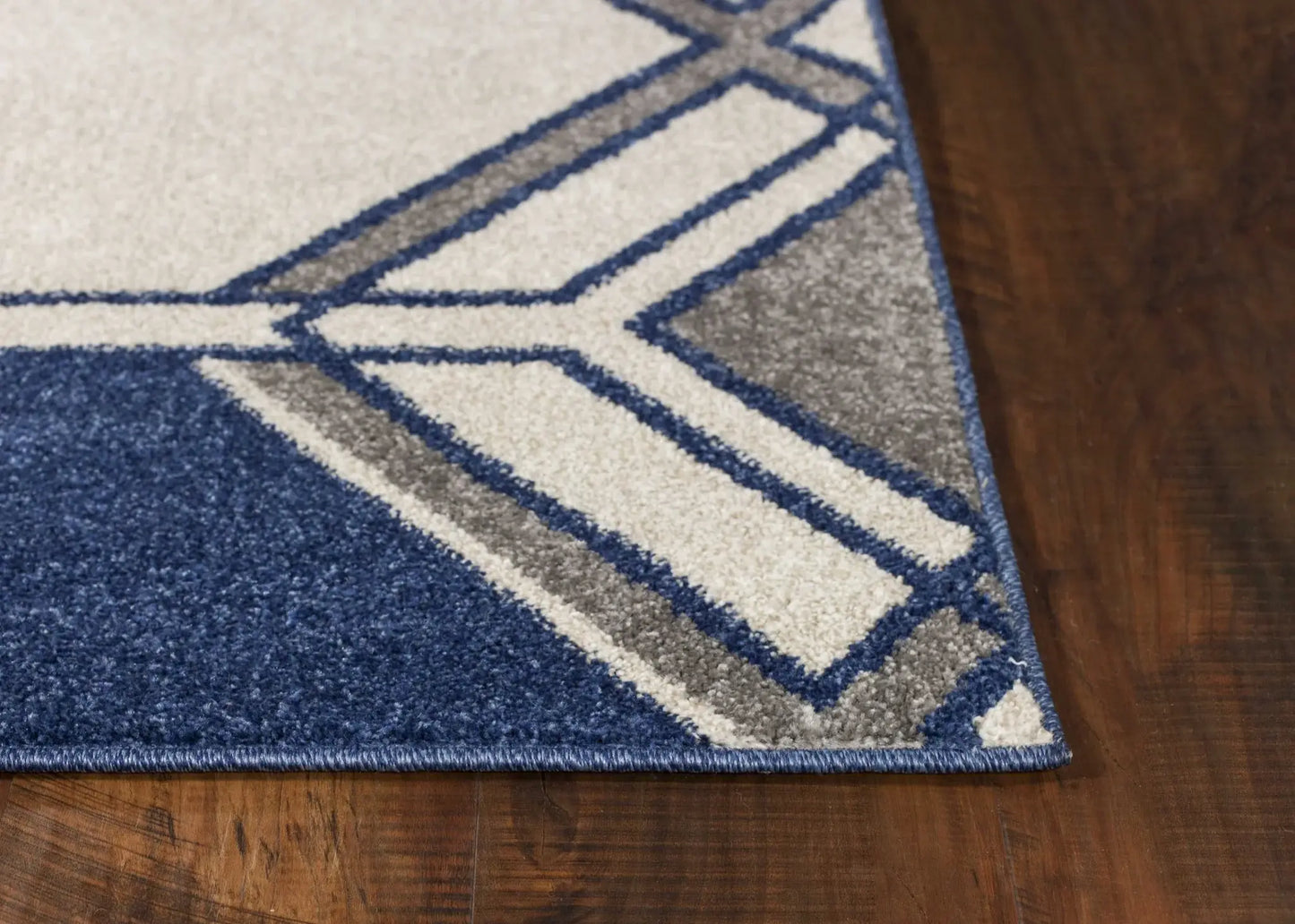 7' X 11' Ivory Or Denim Geometric Hexagon Uv Treated Indoor Area Rug - Homeroots - Flyclothing LLC