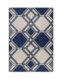 7' X 11' Ivory Or Denim Geometric Hexagon Uv Treated Indoor Area Rug - Homeroots