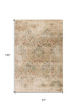 8' X 11' Champagne Beige Machine Woven Damask Indoor Area Rug - Homeroots