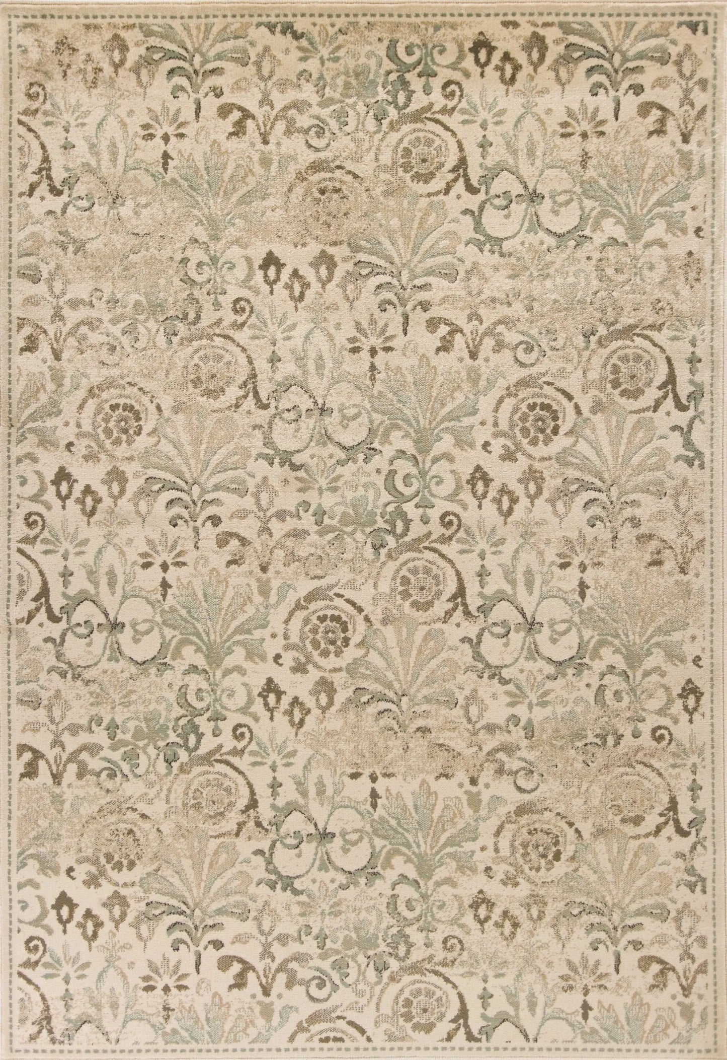 8' X 11' Ivory Machine Woven Floral Traditional Indoor Area Rug - Homeroots - Flyclothing LLC